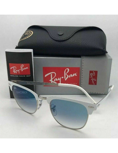 Ray Ban Rb3716 90883F Clubmaster Metal Azul Degradado Blanco | Sunn...