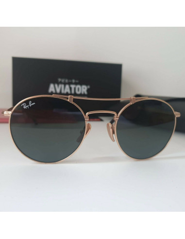 Ray Ban RB8147 913658 Round Titanium Negro G-15 Dorado | Sunnies.uno