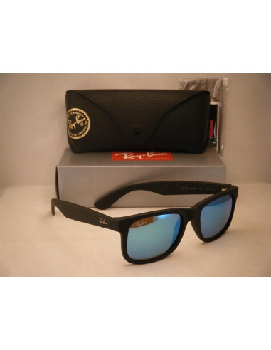 Ray Ban Rb4165 622/55 Justin Negro Mate Azul Espejo Original | Sunn...