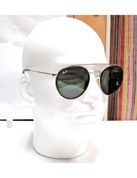 Ray Ban Rb3647n 001 Round Double Bridge Negro G-15 Dorado | Sunnies.uno