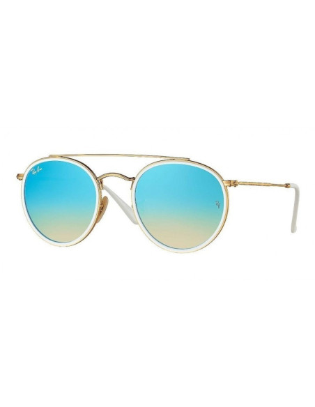 Ray Ban Rb3647n 001 Round Double Bridge Negro G-15 Dorado | Sunnies.uno