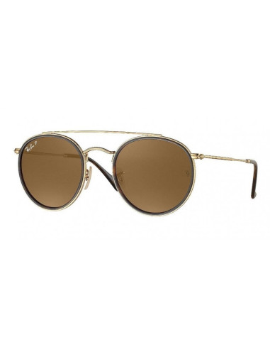 Ray Ban Rb3647n 001 Round Double Bridge Negro G-15 Dorado | Sunnies.uno