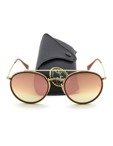 Ray Ban Rb3647n 001 Round Double Bridge Negro G-15 Dorado | Sunnies.uno