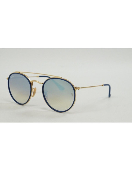 Ray Ban Rb3647n 001 Round Double Bridge Negro G-15 Dorado | Sunnies.uno
