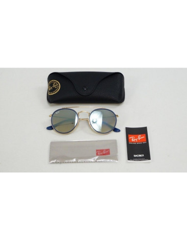 Ray Ban Rb3647n 001 Round Double Bridge Negro G-15 Dorado | Sunnies.uno