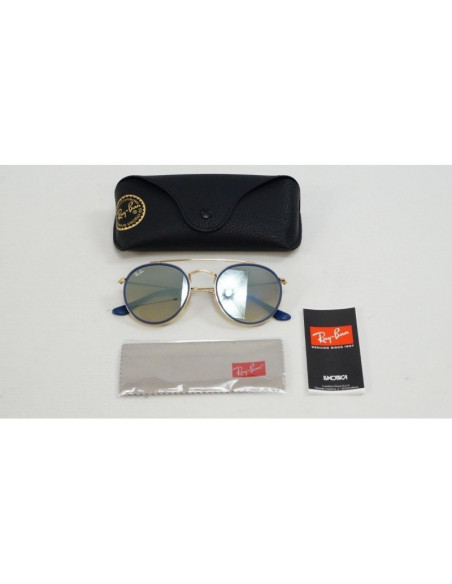 Ray Ban Rb3647n 001 Round Double Bridge Negro G-15 Dorado | Sunnies.uno
