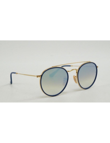Ray Ban Rb3647n 001 Round Double Bridge Negro G-15 Dorado | Sunnies.uno