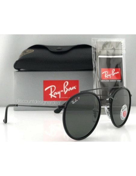Ray Ban Rb3647n 001 Round Double Bridge Negro G-15 Dorado | Sunnies.uno