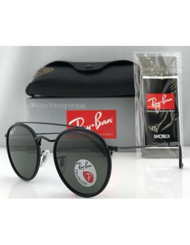 Ray Ban Rb3647n 001 Round Double Bridge Negro G-15 Dorado | Sunnies.uno