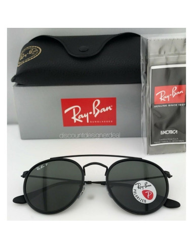 Ray Ban Rb3647n 001 Round Double Bridge Negro G-15 Dorado | Sunnies.uno