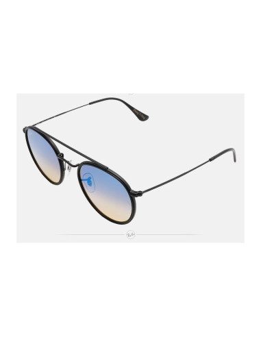 Ray Ban Rb3647n 001 Round Double Bridge Negro G-15 Dorado | Sunnies.uno
