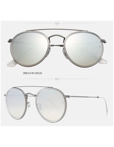 Ray Ban Rb3647n 001 Round Double Bridge Negro G-15 Dorado | Sunnies.uno