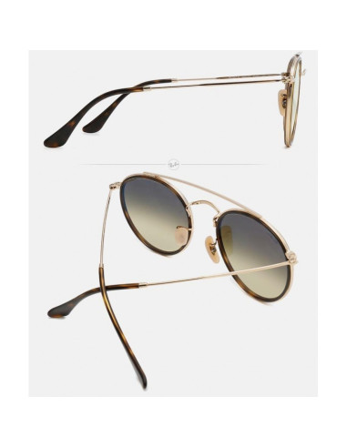 Ray Ban Rb3647n 001 Round Double Bridge Negro G-15 Dorado | Sunnies.uno