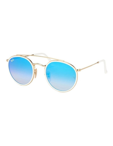 Ray Ban Rb3647n 001/4o Round Double Bridge Turquesa Dorado | Sunnie...