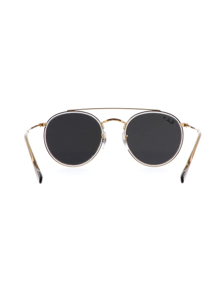 Ray Ban Rb3647n 9210/48 Round Double Bridge Negro Polarizado Dorado