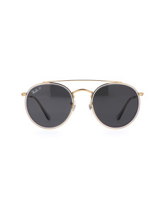 Ray Ban Rb3647n 9210/48 Round Double Bridge Negro Polarizado Dorado 2