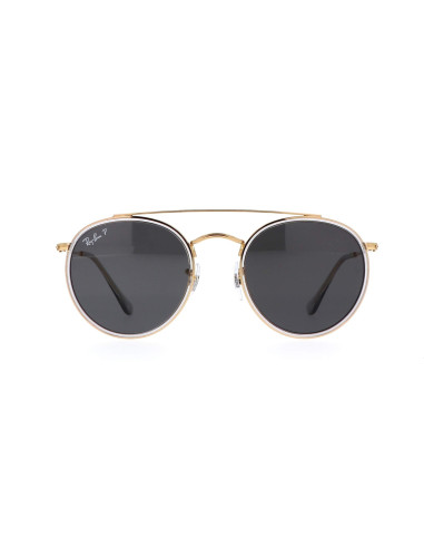 Ray Ban Rb3647n 9210/48 Round Double Bridge Negro Polarizado Dorado