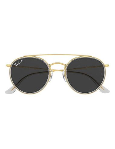 Ray Ban Rb3647n 9210/48 Round Double Bridge Negro Polarizado Dorado