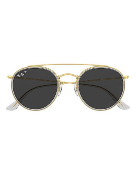 Ray Ban Rb3647n 9210/48 Round Double Bridge Negro Polarizado Dorado