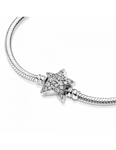 Brazalete Pandora Moments Cadena De Serpiente Cierre Estrella Asimetrica 599639C01