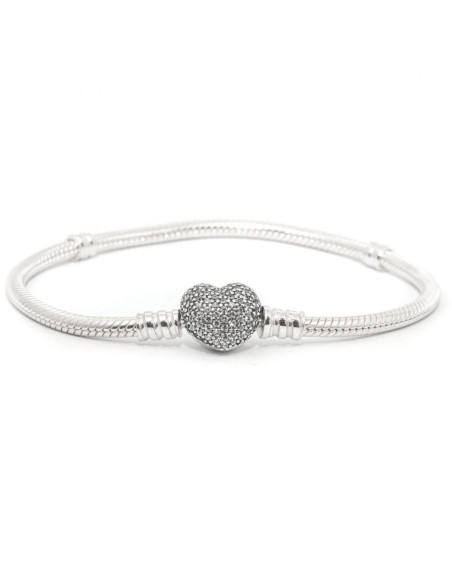 Brazalete Pandora Moments cadena de serpiente con broche de corazon 590727CZ