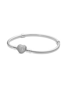 Brazalete Pandora Moments cadena de serpiente con broche de corazon 590727CZ