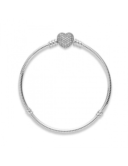 Brazalete Pandora Moments cadena de serpiente con broche de corazon 590727CZ