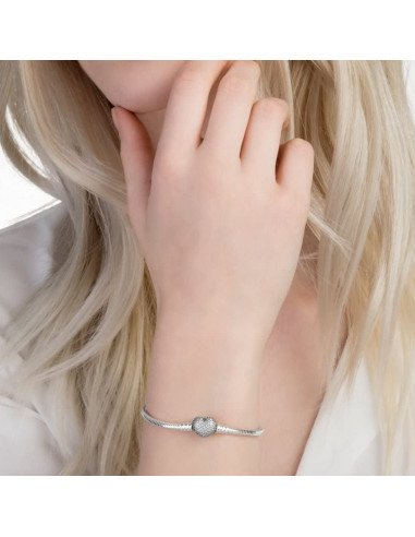 Brazalete Pandora Moments cadena de serpiente con broche de corazon 590727CZ