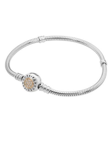 Brazalete Pandora Moments cadena de serpiente con broche Dos Tonos 590741CZ