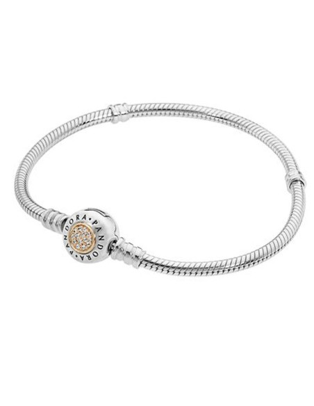 Brazalete Pandora Moments cadena de serpiente con broche Dos Tonos 590741CZ