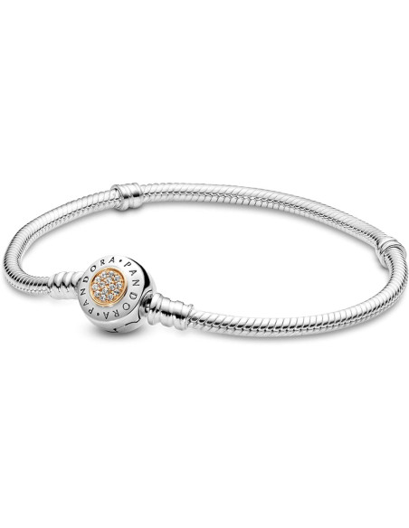 Brazalete Pandora Moments cadena de serpiente con broche Dos Tonos 590741CZ