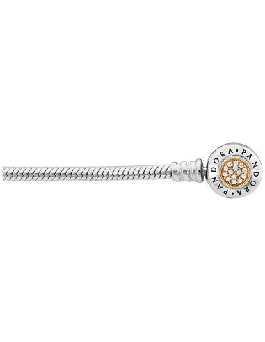 Brazalete Pandora Moments cadena de serpiente con broche Dos Tonos 590741CZ