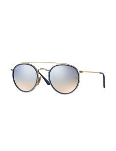 Ray Ban Rb3647n 001/9u Round Double Bridge Azul Espejo Dorad | Sunn...