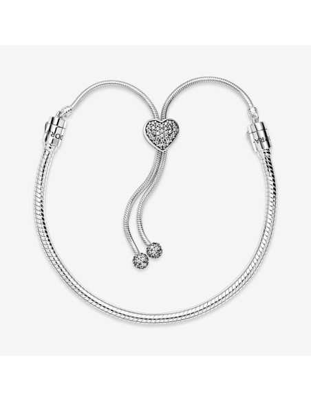 Brazalete Pandora Moments deslizante de cadena de serpiente con corazon 598699C01