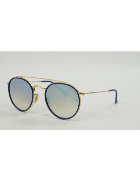 Ray Ban Rb3647n 001/9u Round Double Bridge Azul Espejo Dorad | Sunn...