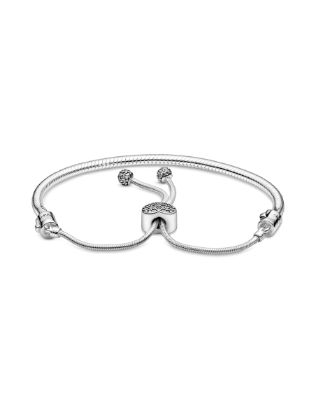 Brazalete Pandora Moments deslizante de cadena de serpiente con corazon 598699C01