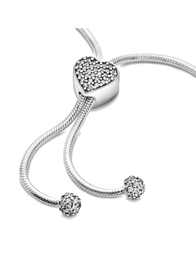 Brazalete Pandora Moments deslizante de cadena de serpiente con corazon 598699C01