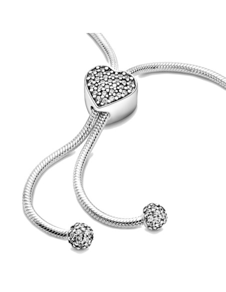 Brazalete Pandora Moments deslizante de cadena de serpiente con corazon 598699C01