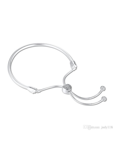 Brazalete Pandora Moments deslizante de cadena de serpiente con corazon 598699C01