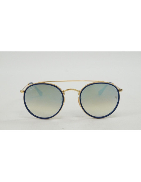 Ray Ban Rb3647n 001/9u Round Double Bridge Azul Espejo Dorad | Sunn...