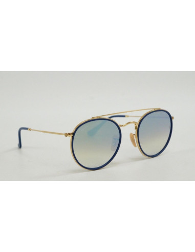 Ray Ban Rb3647n 001/9u Round Double Bridge Azul Espejo Dorad | Sunn...