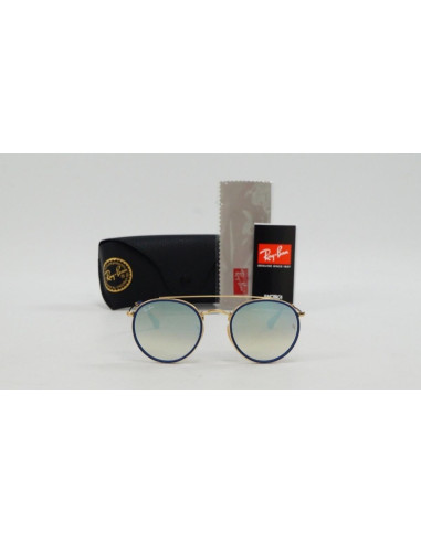 Ray Ban Rb3647n 001/9u Round Double Bridge Azul Espejo Dorad | Sunn...