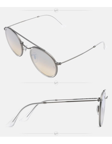 Ray Ban Rb3647n 90869u Round Double Bridge Plata Degradado | Sunnie...
