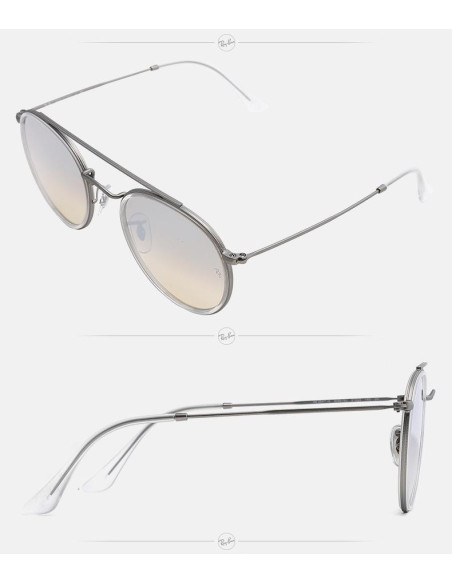 Ray Ban Rb3647n 90869u Round Double Bridge Plata Degradado | Sunnie...