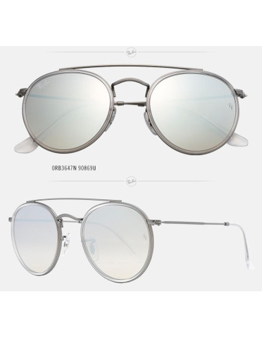 Ray Ban Rb3647n 90869u Round Double Bridge Plata Degradado | Sunnie...