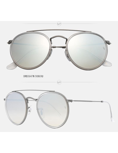 Ray Ban Rb3647n 90869u Round Double Bridge Plata Degradado | Sunnie...