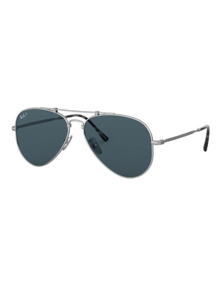 Ray Ban Rb8125m 9165 Aviator Titanium Polarizado Blue Silver | Sunn...
