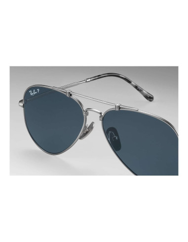 Ray Ban Rb8125m 9165 Aviator Titanium Polarizado Blue Silver | Sunn...