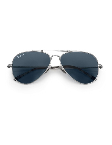 Ray Ban Rb8125m 9165 Aviator Titanium Polarizado Blue Silver | Sunn...