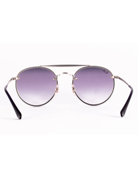 Ray Ban Rb3614n 9142/OU Round Double Bridge Blaze Azul Plata
